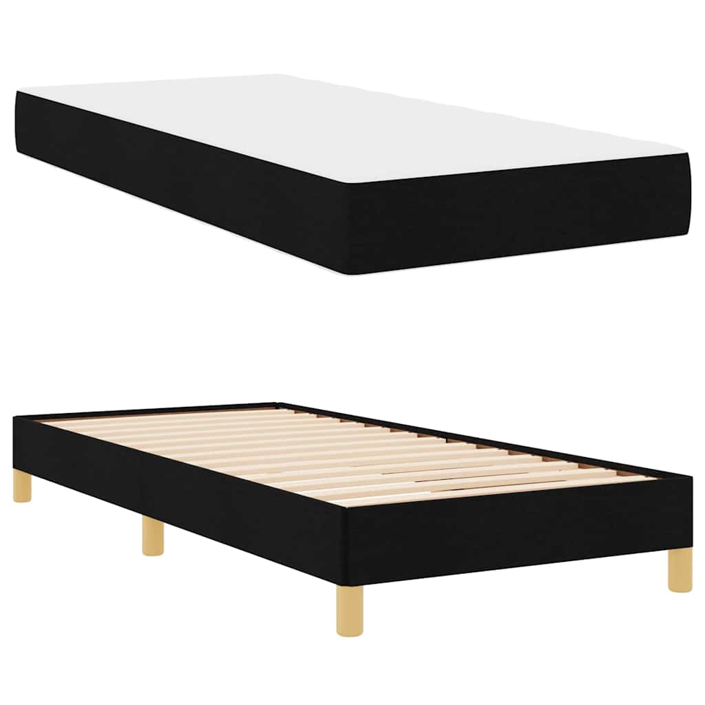 vidaXL Κρεβάτι με ελατήρια με στρώμα Μαύρο 90 x 190 cm ύφασμα