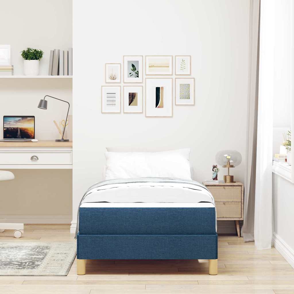 vidaXL Κρεβάτι με ελατήρια με στρώμα Μπλε 90 x 200 cm ύφασμα