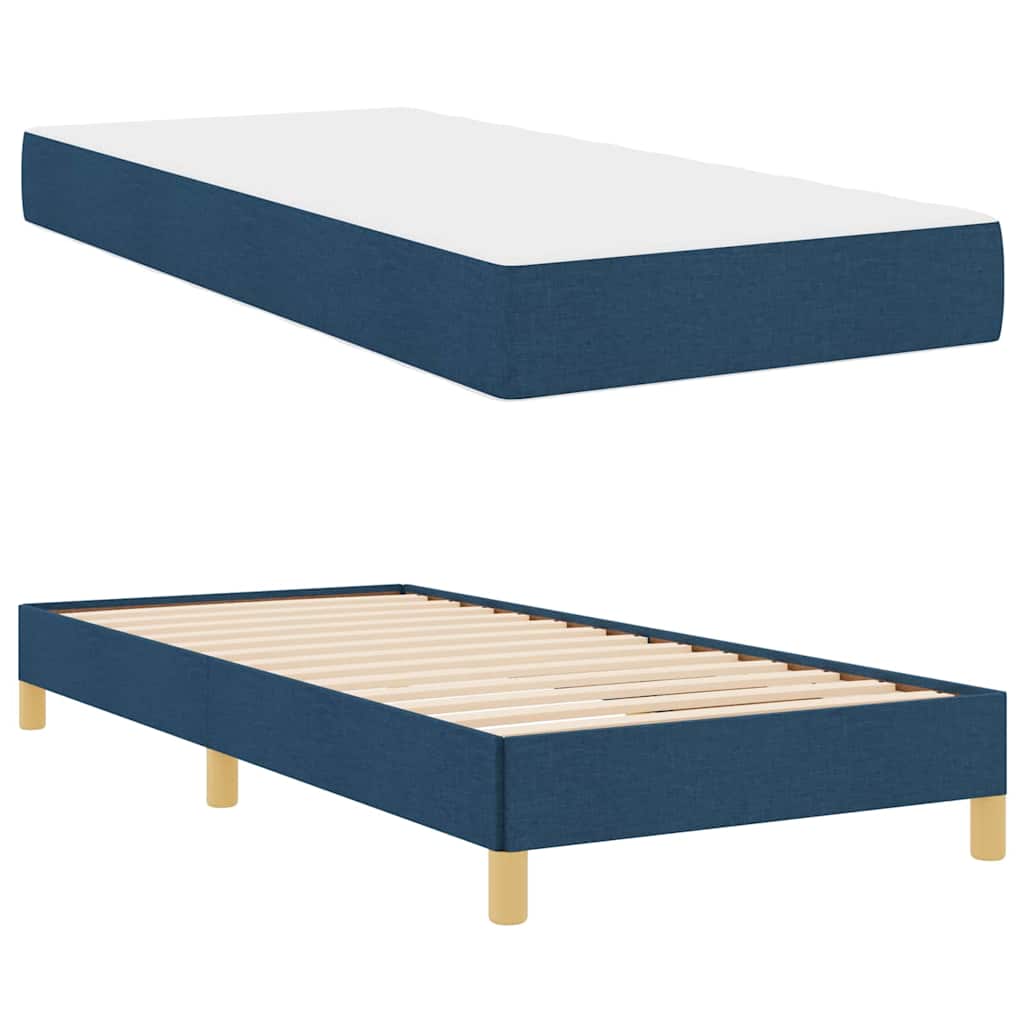 vidaXL Κρεβάτι με ελατήρια με στρώμα Μπλε 90 x 200 cm ύφασμα