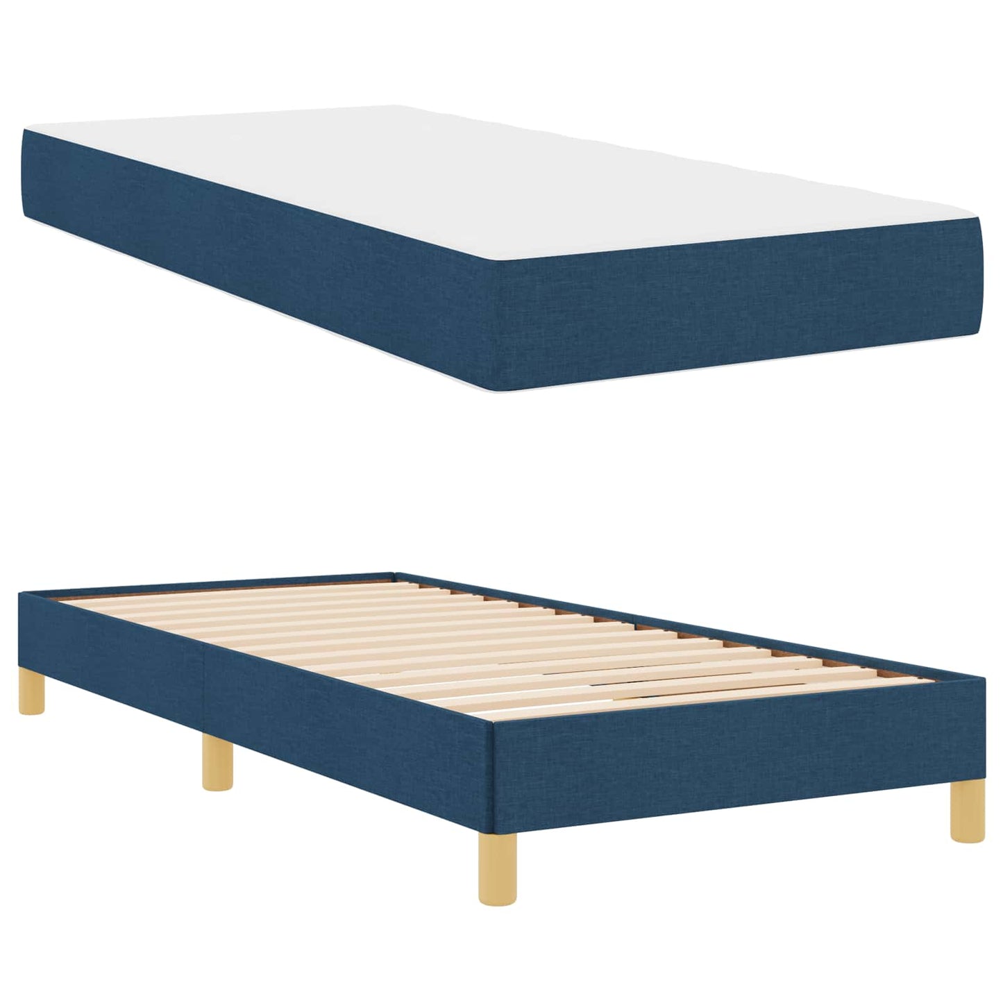 vidaXL Κρεβάτι με ελατήρια με στρώμα Μπλε 90 x 200 cm ύφασμα