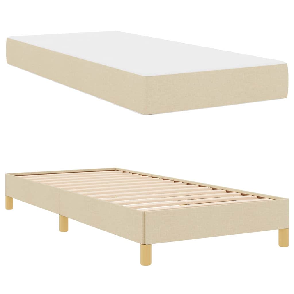 vidaXL Κρεβάτι με ελατήρια με στρώμα Κρεμ 100 x 200 cm ύφασμα