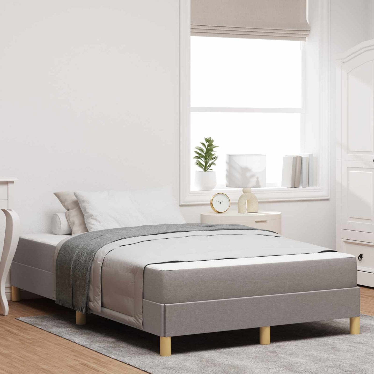 vidaXL Κρεβάτι με ελατήρια με στρώμα Taupe 120 x 190 cm ύφασμα