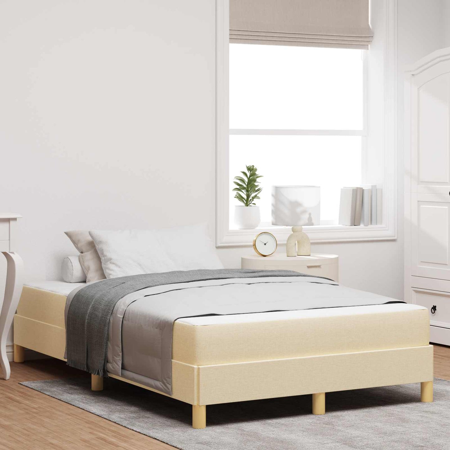 vidaXL Κρεβάτι με ελατήρια με στρώμα Κρεμ 120 x 190 cm ύφασμα