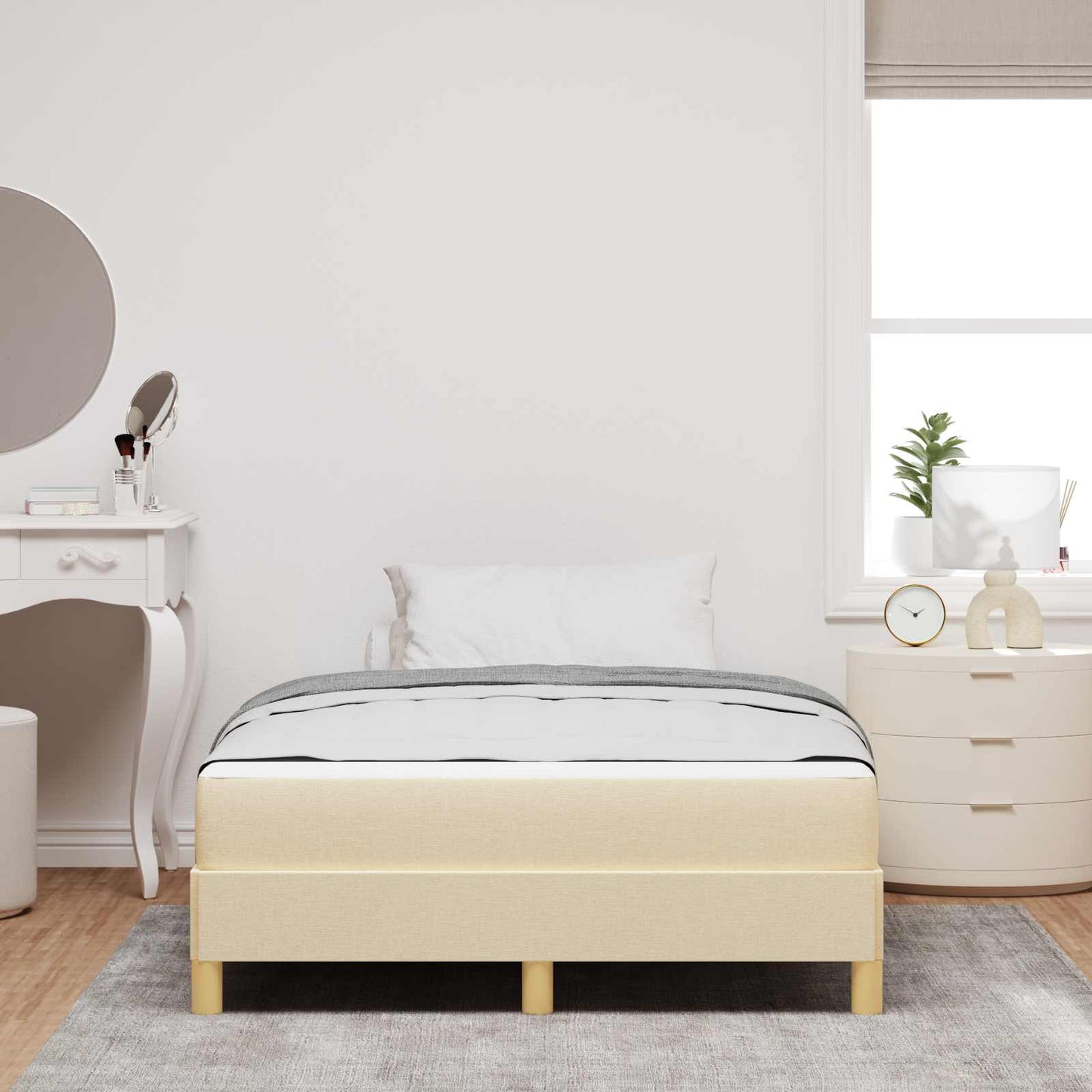 vidaXL Κρεβάτι με ελατήρια με στρώμα Κρεμ 120 x 190 cm ύφασμα