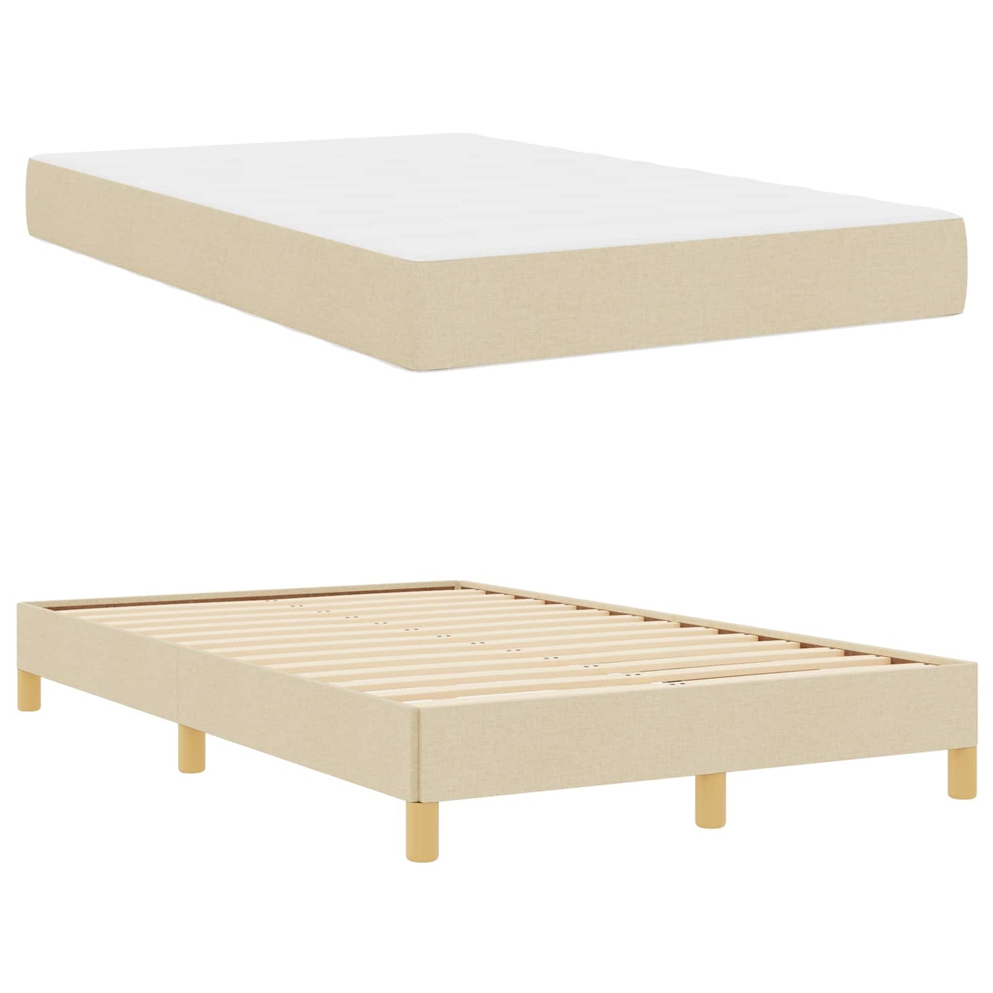 vidaXL Κρεβάτι με ελατήρια με στρώμα Κρεμ 120 x 190 cm ύφασμα