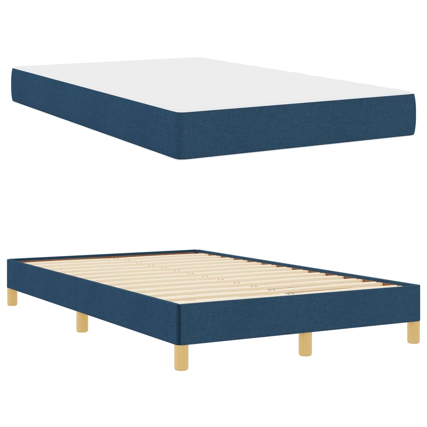 vidaXL Κρεβάτι με ελατήρια με στρώμα Μπλε 120 x 190 cm ύφασμα