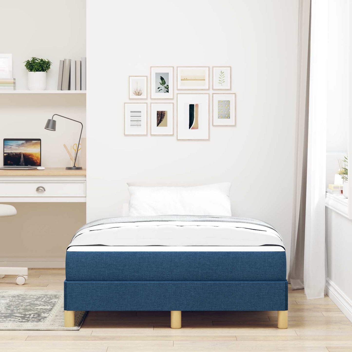 vidaXL Κρεβάτι με ελατήρια με στρώμα Μπλε 120 x 200 cm ύφασμα