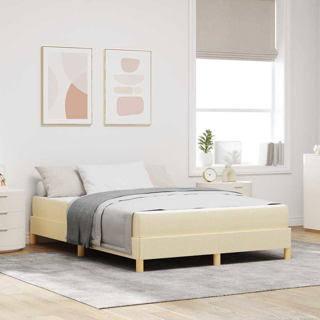 vidaXL Κρεβάτι με ελατήρια με στρώμα Κρεμ 140 x 190 cm ύφασμα