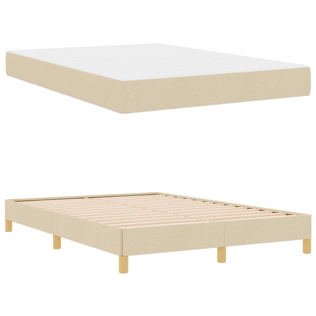 vidaXL Κρεβάτι με ελατήρια με στρώμα Κρεμ 140 x 190 cm ύφασμα