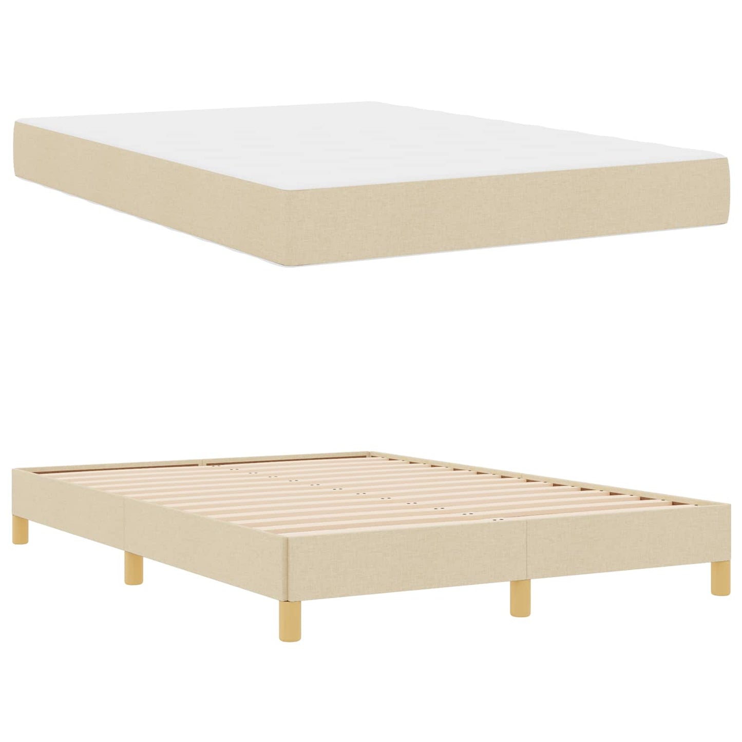 vidaXL Κρεβάτι με ελατήρια με στρώμα Κρεμ 140 x 190 cm ύφασμα