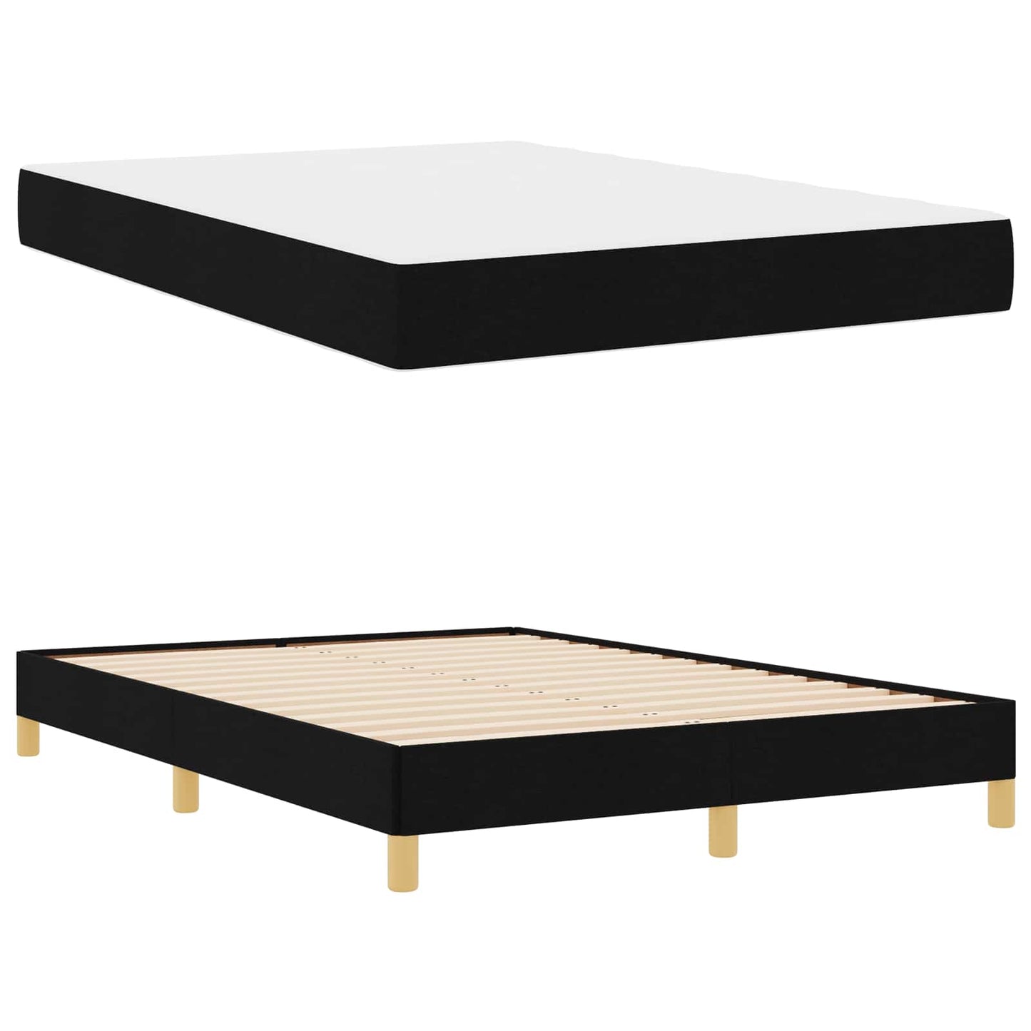 vidaXL Κρεβάτι με ελατήρια με στρώμα Μαύρο 140 x 200 cm ύφασμα