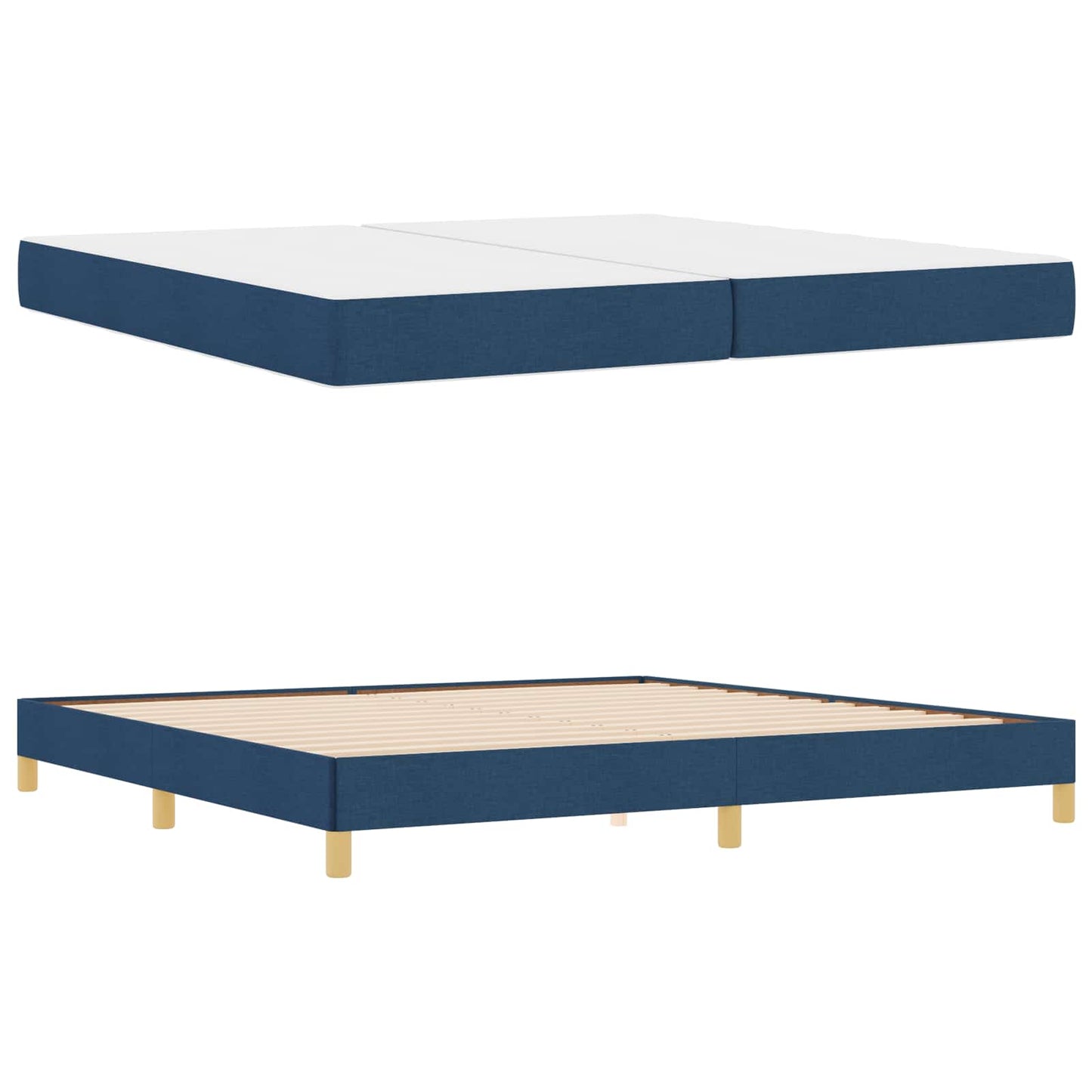 vidaXL Κρεβάτι με ελατήρια με στρώμα Μπλε 200 x 200 cm ύφασμα