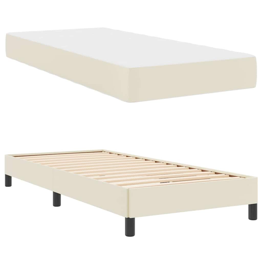 vidaXL Σκελετός Κρεβατιού με στρώμα Κρεμ 80 x 200 cm ύφασμα