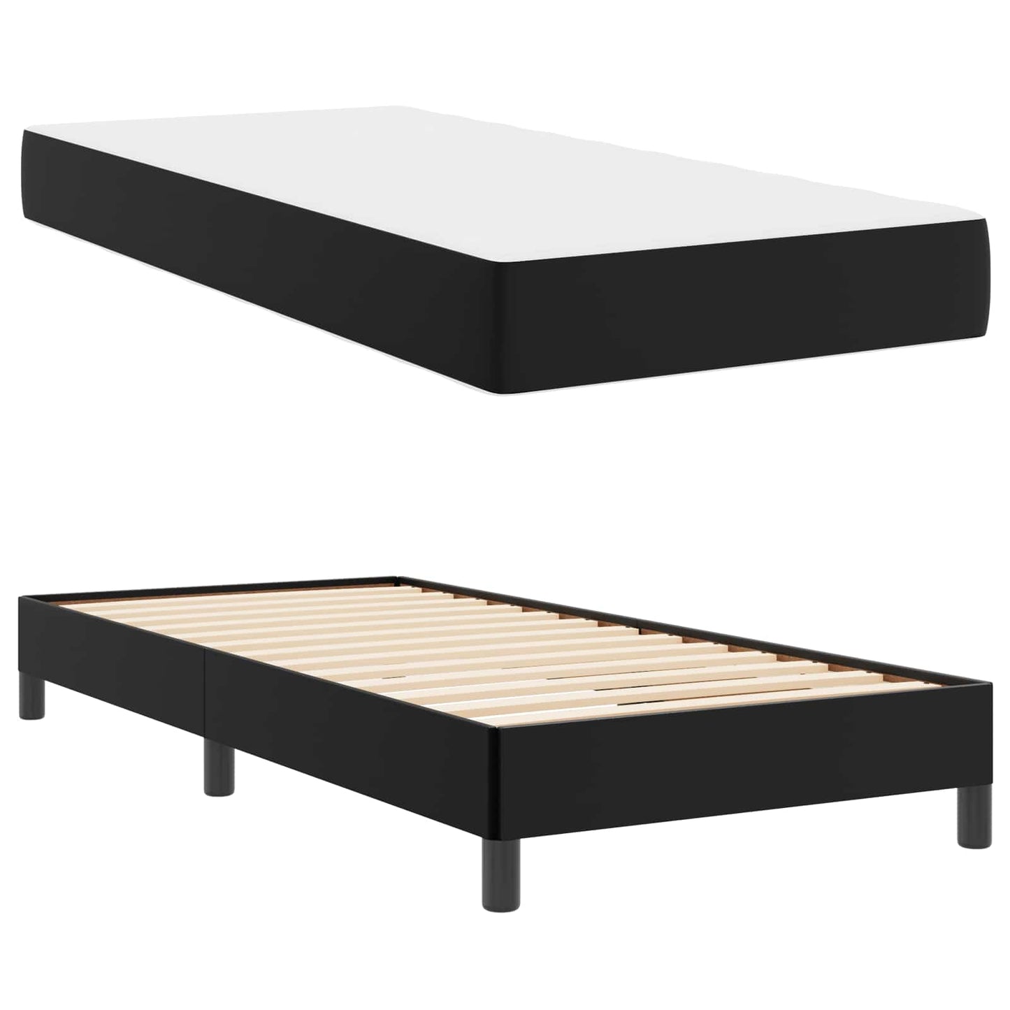 vidaXL Σκελετός Κρεβατιού με στρώμα Μαύρο 90 x 190 cm ύφασμα