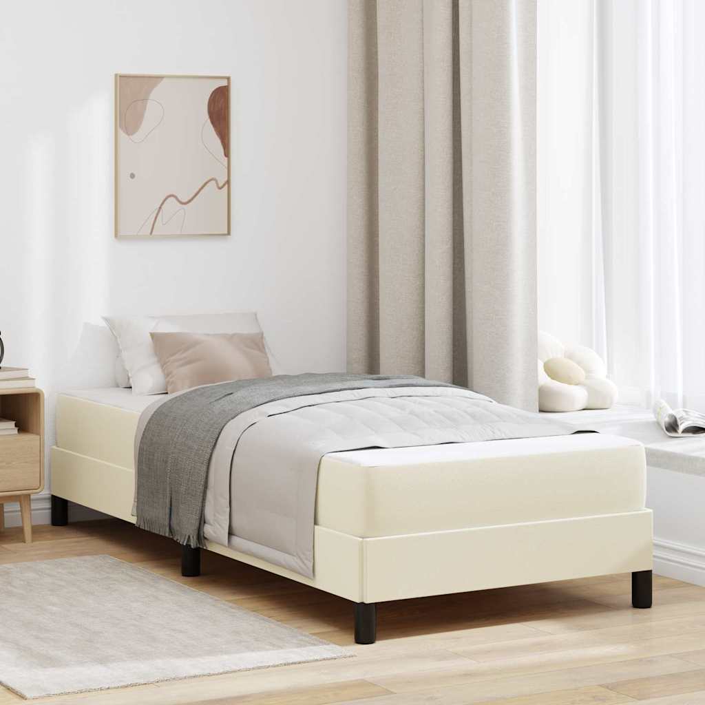 vidaXL Σκελετός Κρεβατιού με στρώμα Κρεμ 90 x 190 cm ύφασμα