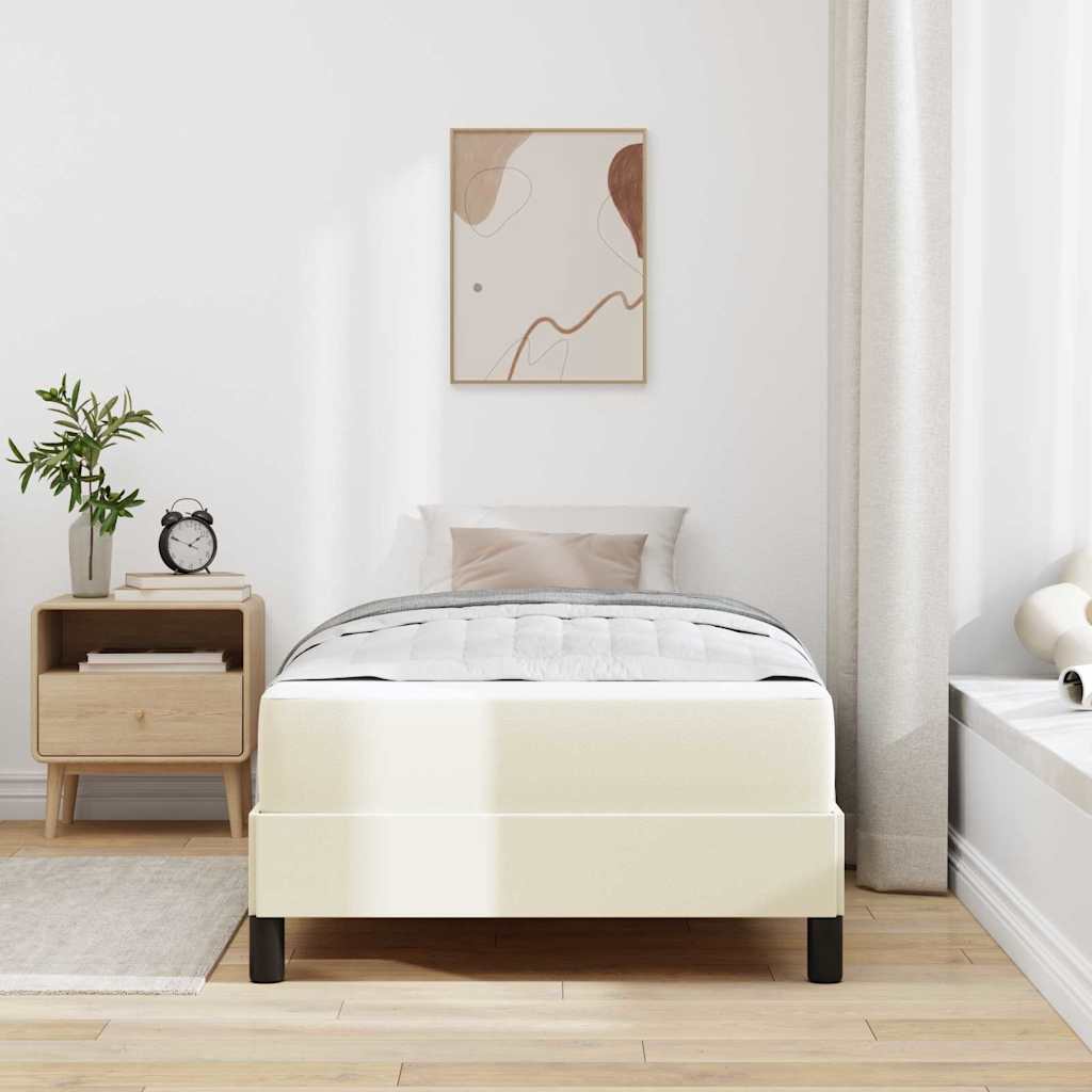 vidaXL Σκελετός Κρεβατιού με στρώμα Κρεμ 90 x 190 cm ύφασμα