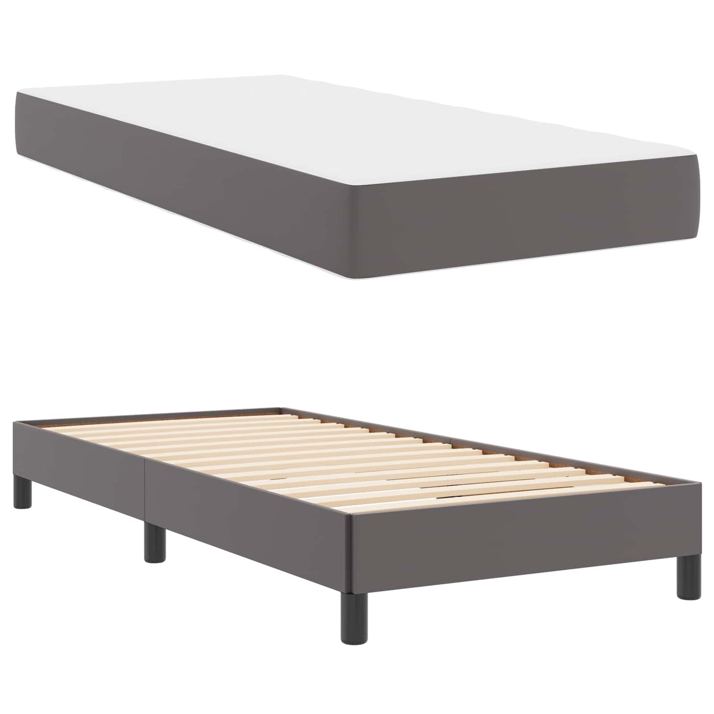 vidaXL Σκελετός Κρεβατιού με στρώμα Γκρι 90 x 190 cm ύφασμα