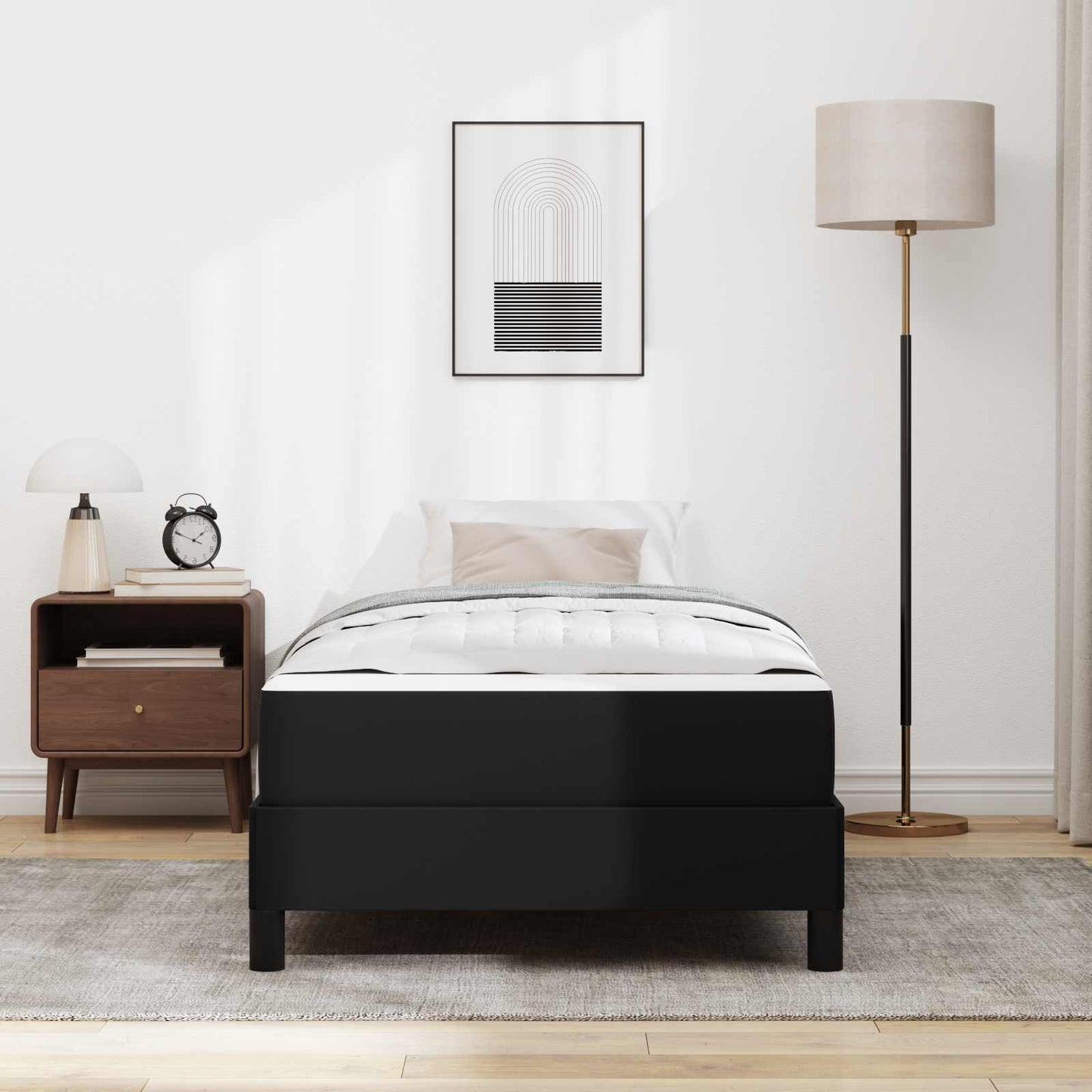 vidaXL Σκελετός Κρεβατιού με στρώμα Μαύρο 90 x 200 cm ύφασμα