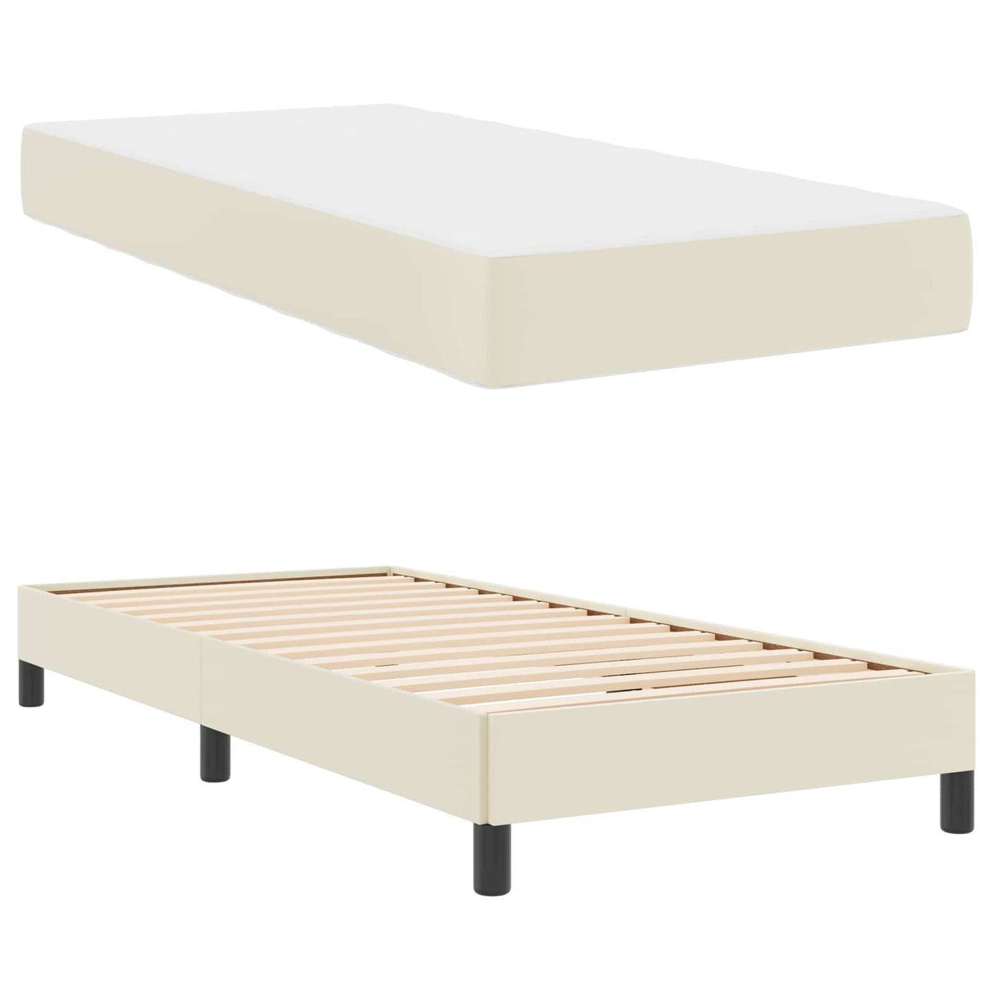 vidaXL Σκελετός Κρεβατιού με στρώμα Κρεμ 100 x 200 cm ύφασμα