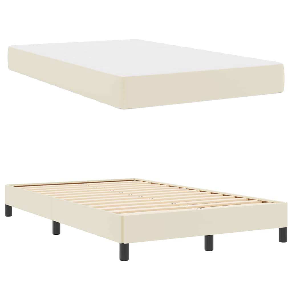 vidaXL Σκελετός Κρεβατιού με στρώμα Κρεμ 120 x 200 cm ύφασμα