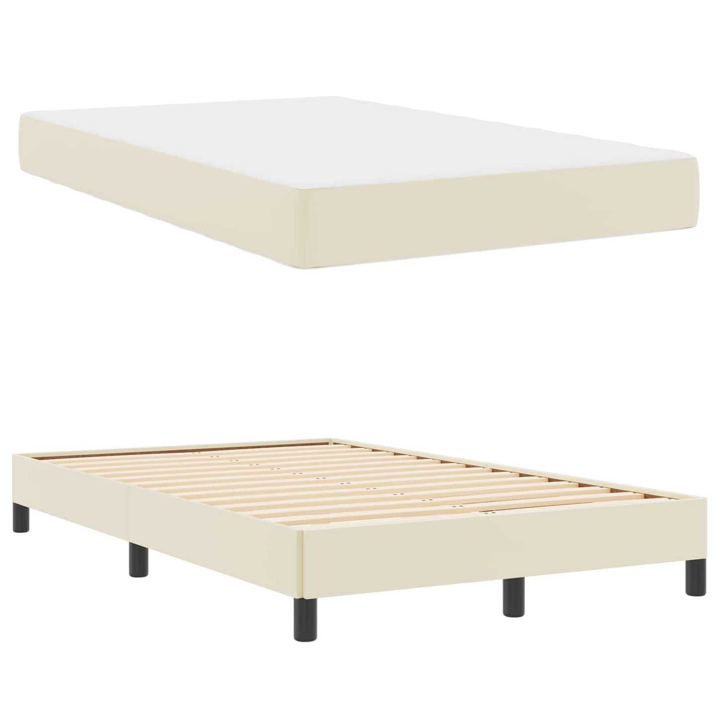 vidaXL Σκελετός Κρεβατιού με στρώμα Κρεμ 120 x 200 cm ύφασμα