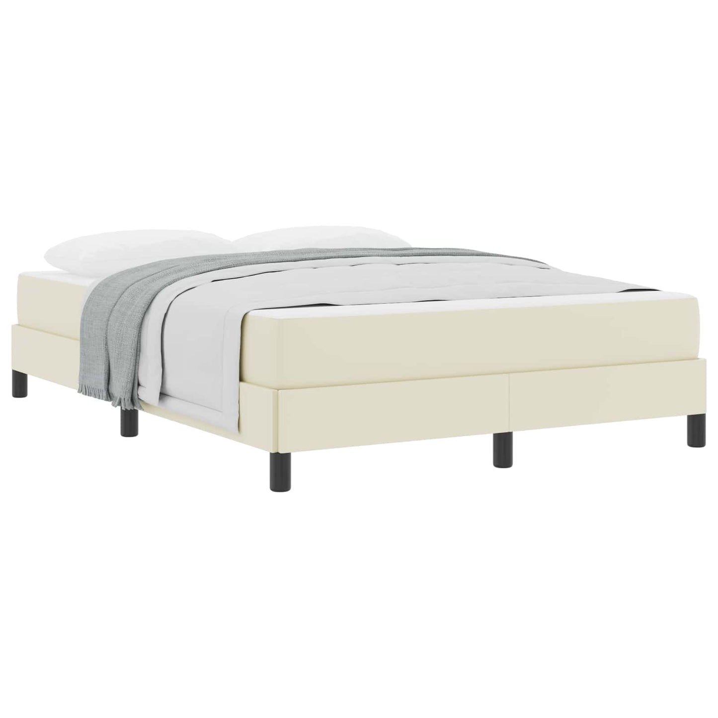 vidaXL Σκελετός Κρεβατιού με στρώμα Κρεμ 140 x 190 cm ύφασμα