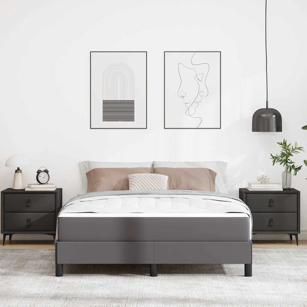 vidaXL Σκελετός Κρεβατιού με στρώμα Γκρι 140 x 190 cm ύφασμα