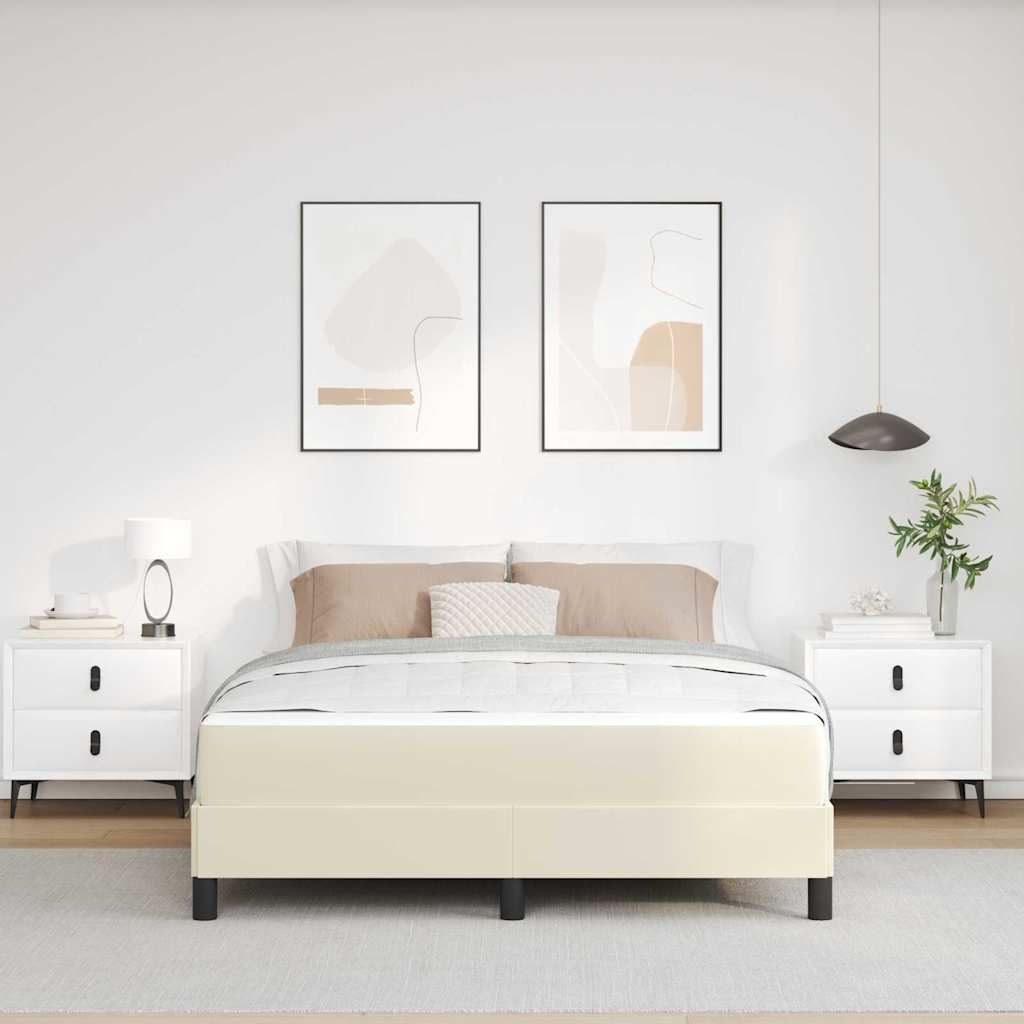 vidaXL Σκελετός Κρεβατιού με στρώμα Κρεμ 160 x 200 cm ύφασμα