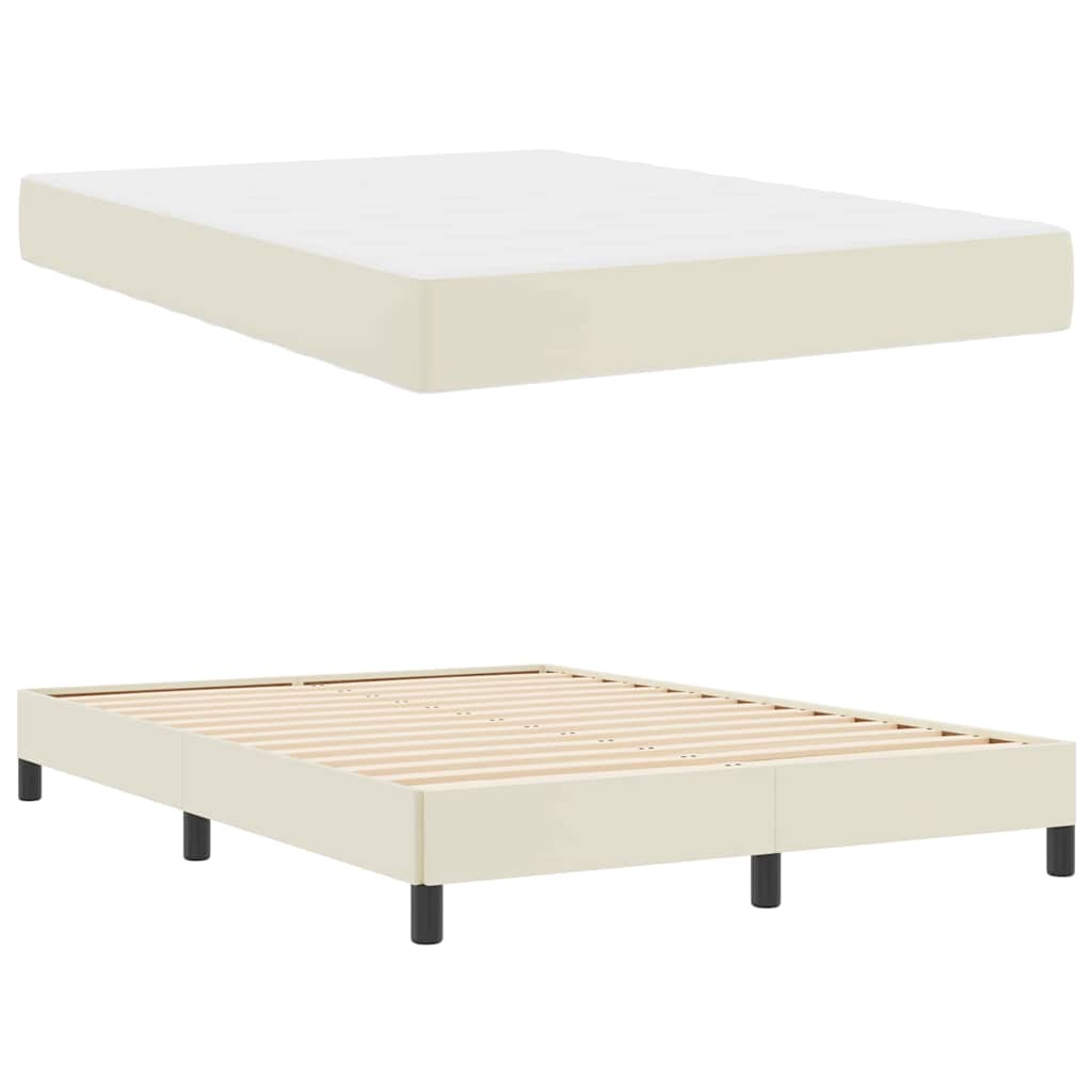 vidaXL Σκελετός Κρεβατιού με στρώμα Κρεμ 160 x 200 cm ύφασμα