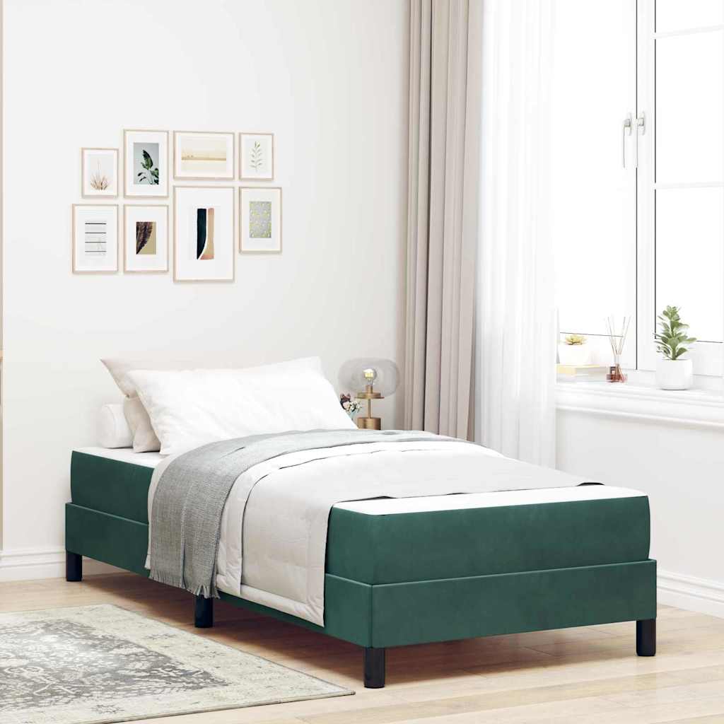 vidaXL Κρεβάτι box spring με στρώμα Σκούρο Πράσινο 80 x 200 cm Βελούδο