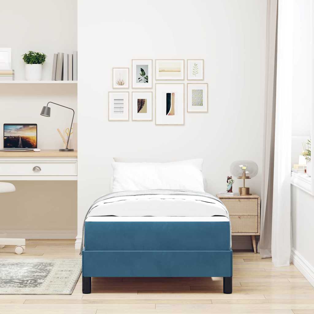 vidaXL Κρεβάτι box spring με στρώμα Σκούρο Μπλε 80 x 200 cm Βελούδο