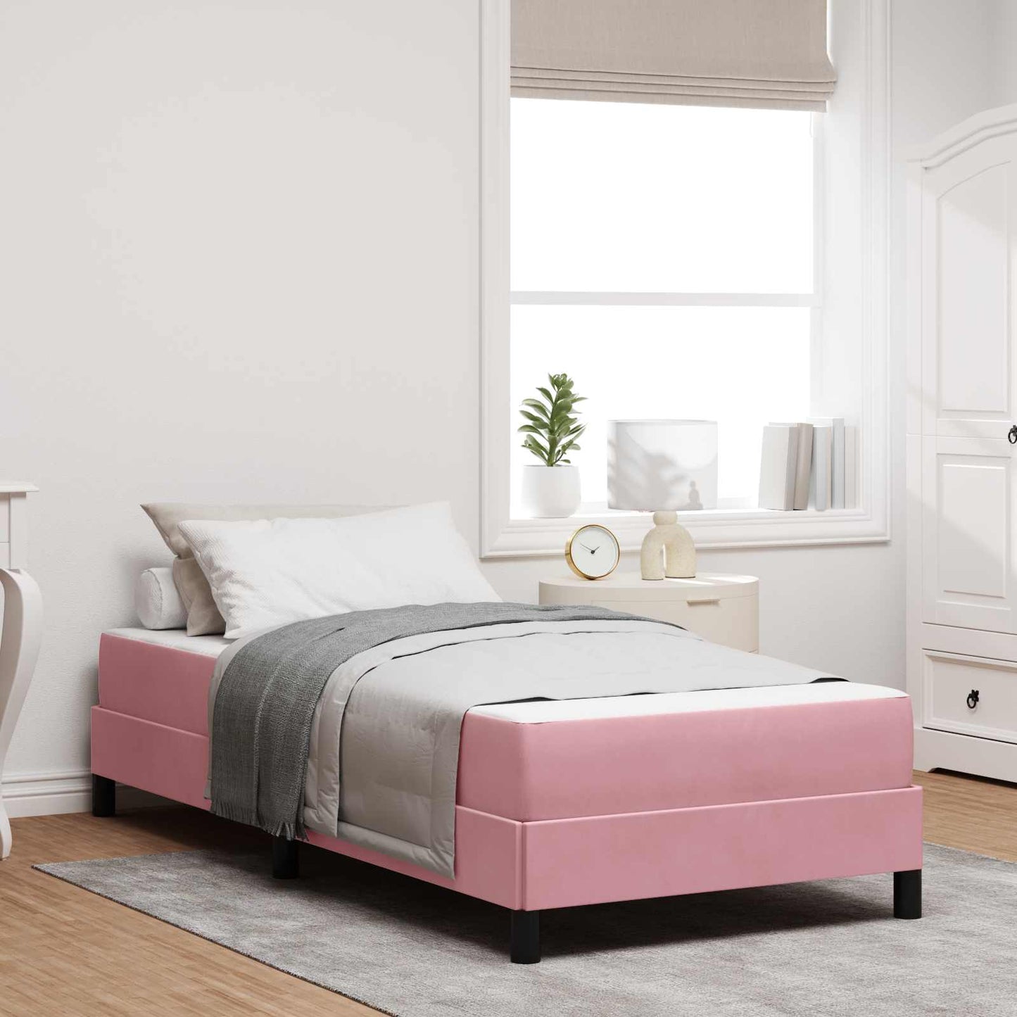 vidaXL Κρεβάτι box spring με στρώμα με στρώμα Ροζ 80 x 200 cm Βελούδο