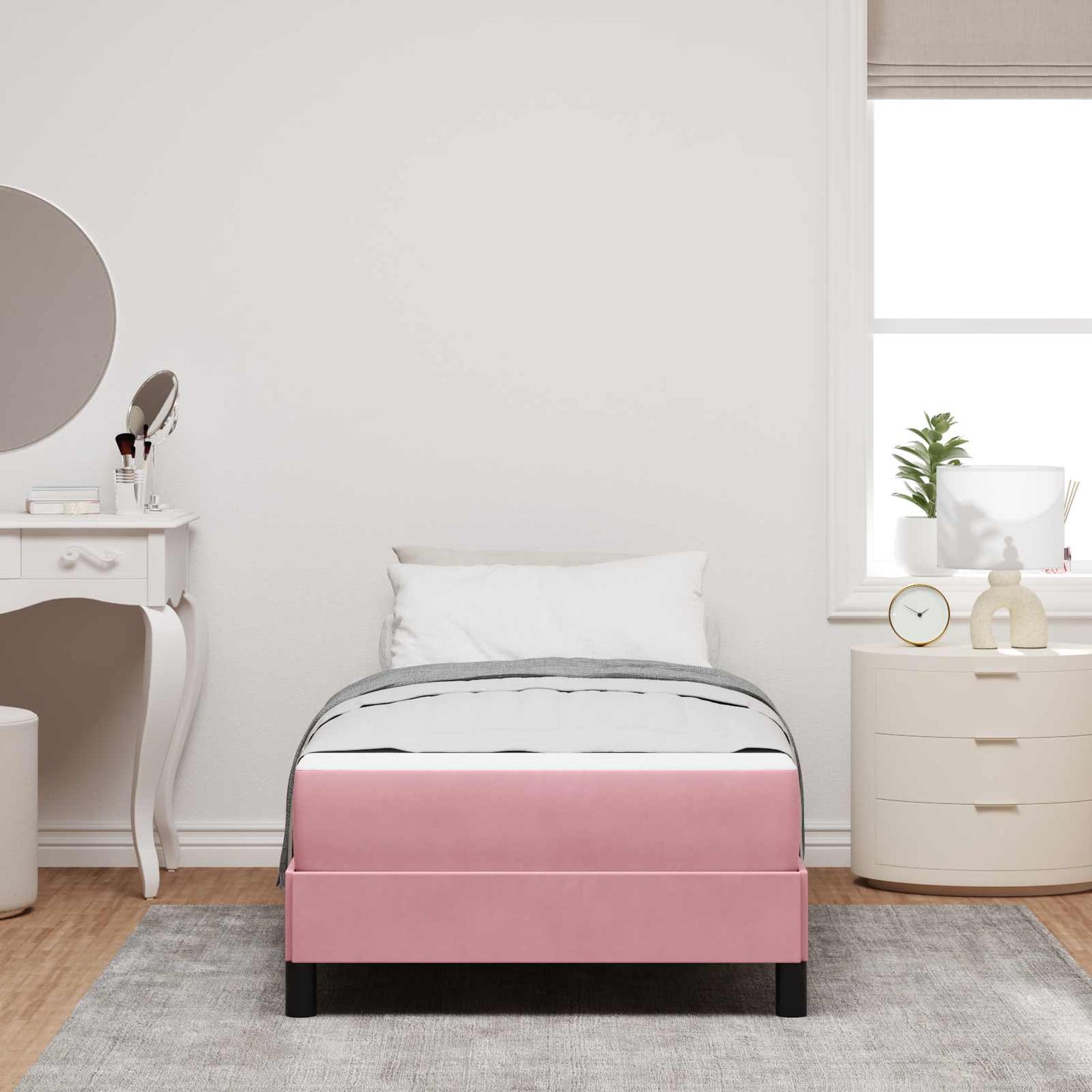 vidaXL Κρεβάτι box spring με στρώμα με στρώμα Ροζ 80 x 200 cm Βελούδο