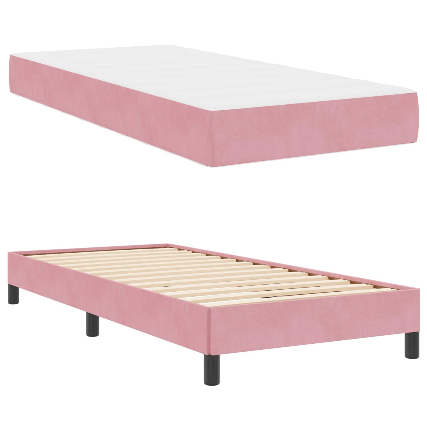 vidaXL Κρεβάτι box spring με στρώμα με στρώμα Ροζ 80 x 200 cm Βελούδο