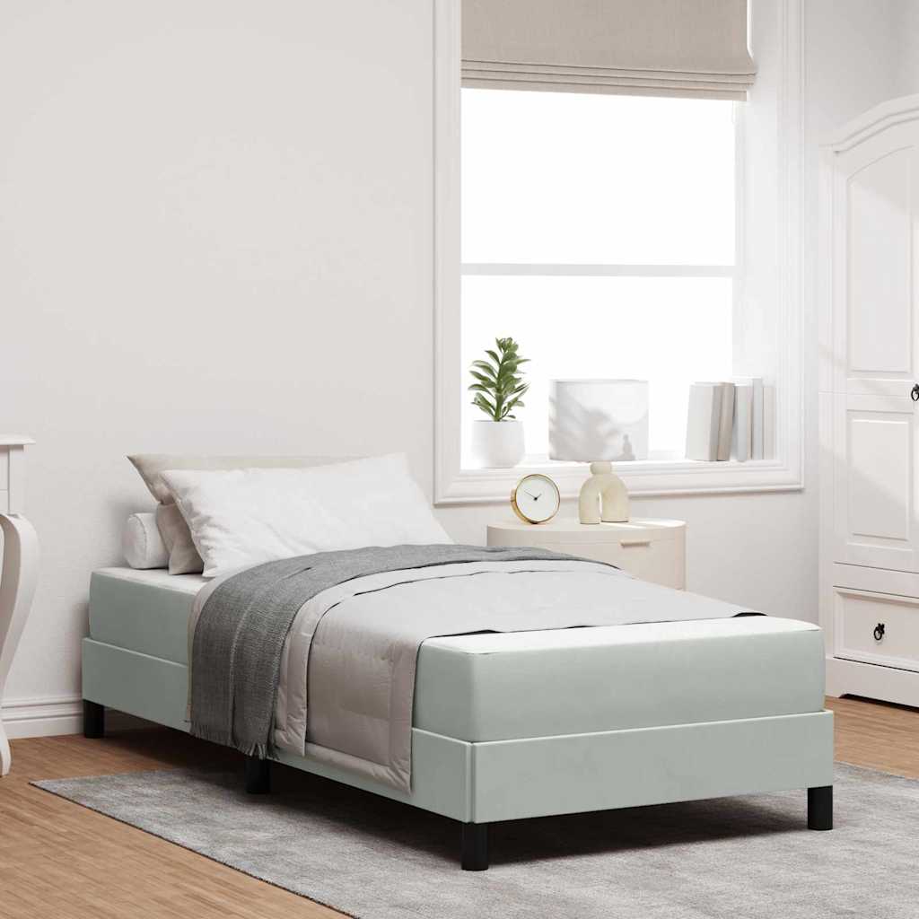 vidaXL Κρεβάτι box spring με στρώμα Ανοιχτό γκρι 90 x 190 cm Βελούδο