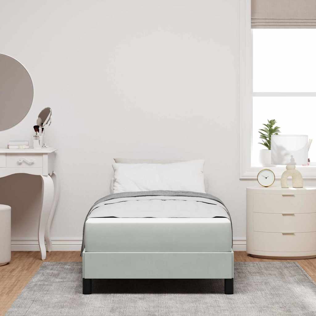 vidaXL Κρεβάτι box spring με στρώμα Ανοιχτό γκρι 90 x 190 cm Βελούδο