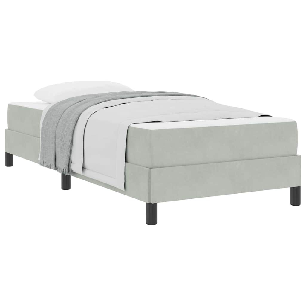 vidaXL Κρεβάτι box spring με στρώμα Ανοιχτό γκρι 90 x 190 cm Βελούδο