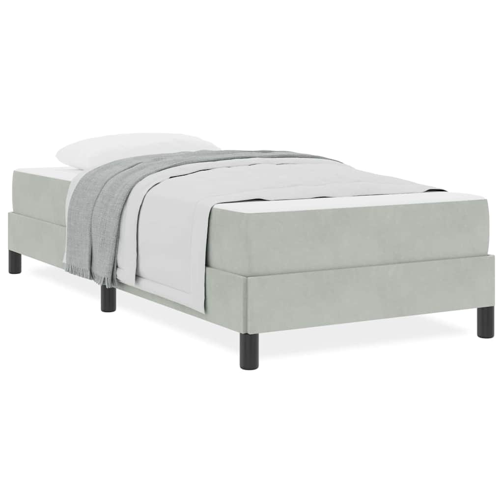 vidaXL Κρεβάτι box spring με στρώμα Ανοιχτό γκρι 90 x 190 cm Βελούδο
