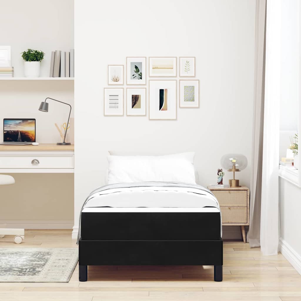 vidaXL Κρεβάτι box spring με στρώμα Μαύρο 90 x 190 cm Βελούδο