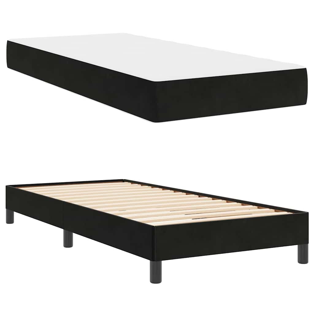 vidaXL Κρεβάτι box spring με στρώμα Μαύρο 90 x 190 cm Βελούδο