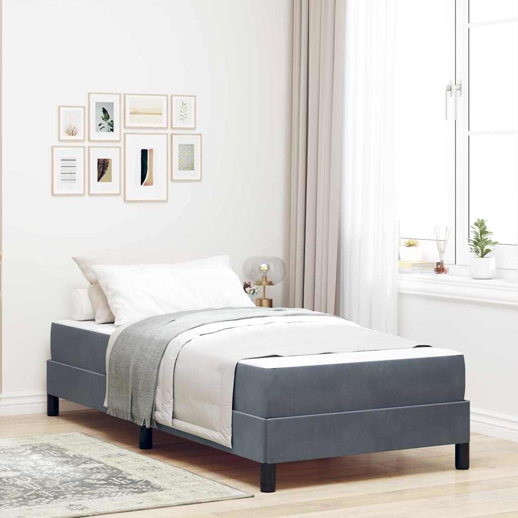 vidaXL Κρεβάτι box spring με στρώμα Σκούρο Γκρι 90 x 200 cm Βελούδο