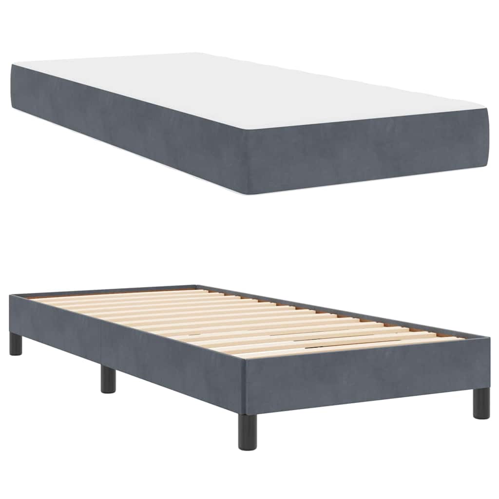 vidaXL Κρεβάτι box spring με στρώμα Σκούρο Γκρι 100 x 200 cm Βελούδο