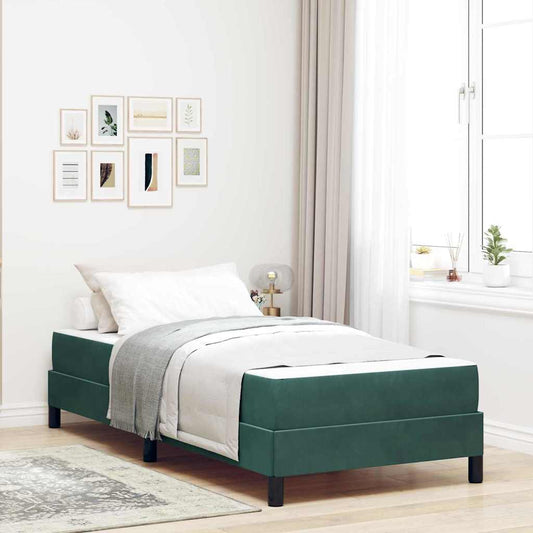 vidaXL Κρεβάτι box spring με στρώμα Σκούρο Πράσινο 100 x 200 cm