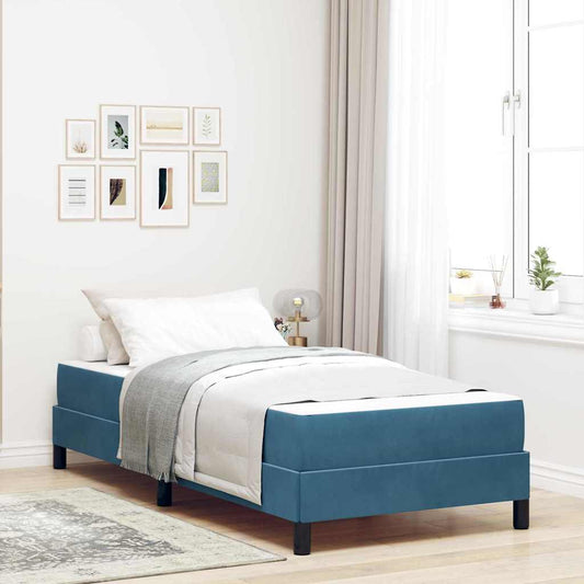 vidaXL Κρεβάτι box spring με στρώμα Σκούρο Μπλε 100 x 200 cm Βελούδο