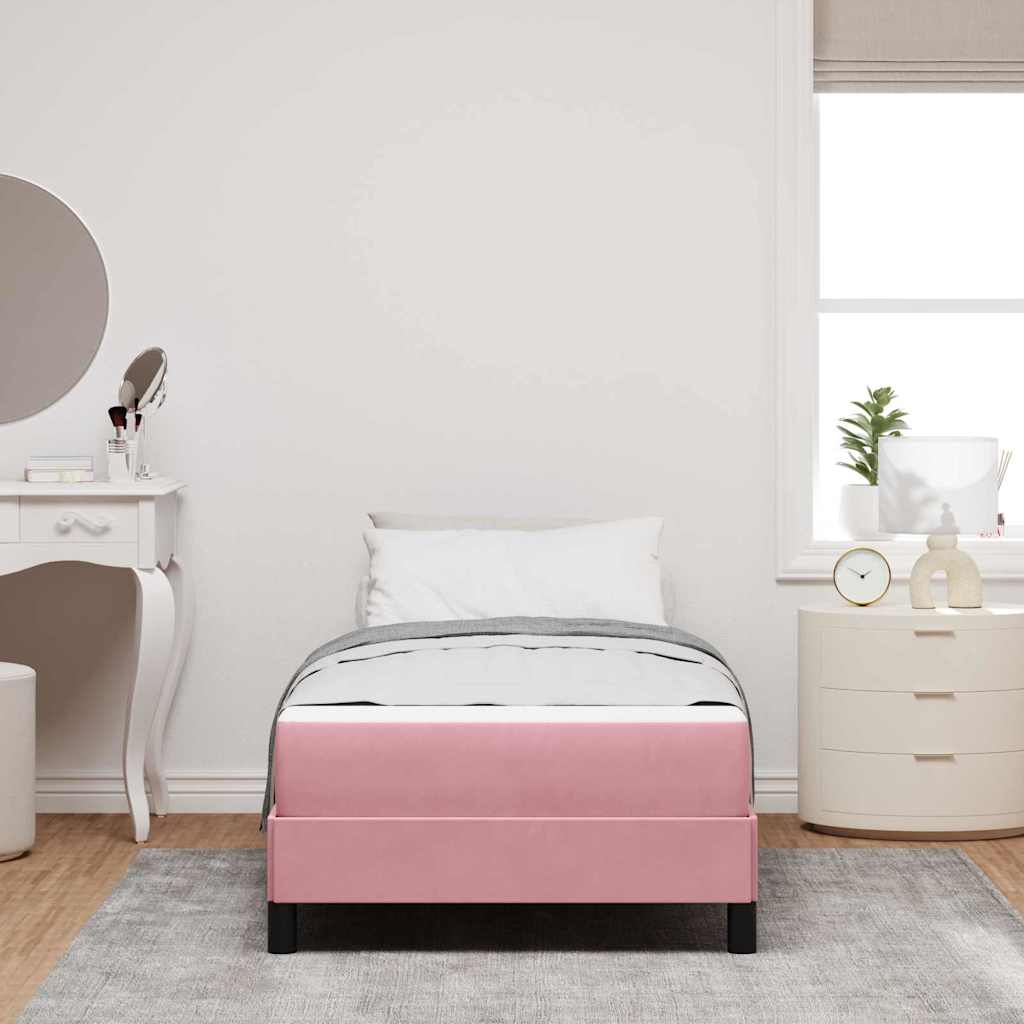 vidaXL Κρεβάτι box spring με στρώμα με στρώμα Ροζ 100 x 200 cm Βελούδο