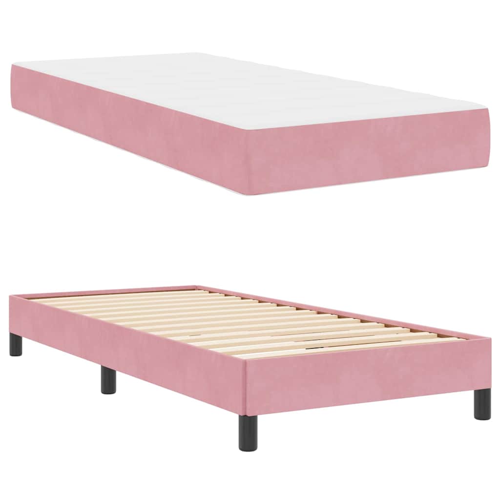 vidaXL Κρεβάτι box spring με στρώμα με στρώμα Ροζ 100 x 200 cm Βελούδο
