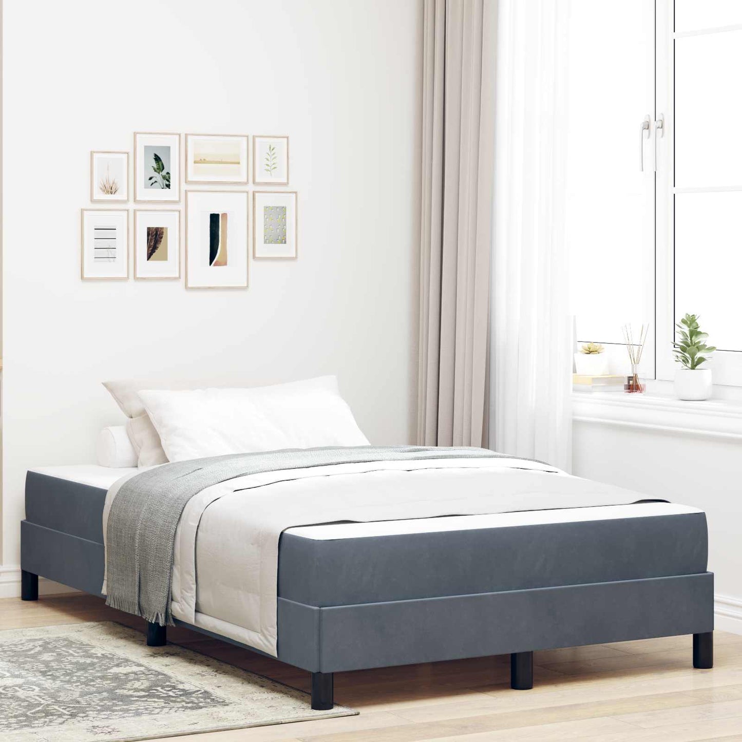 vidaXL Κρεβάτι box spring με στρώμα Σκούρο Γκρι 120 x 190 cm Βελούδο