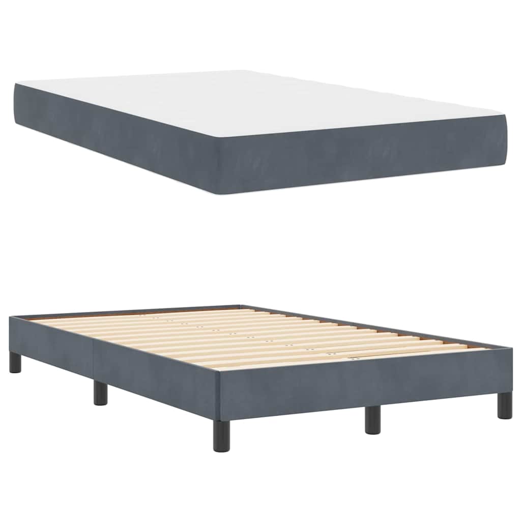 vidaXL Κρεβάτι box spring με στρώμα Σκούρο Γκρι 120 x 190 cm Βελούδο