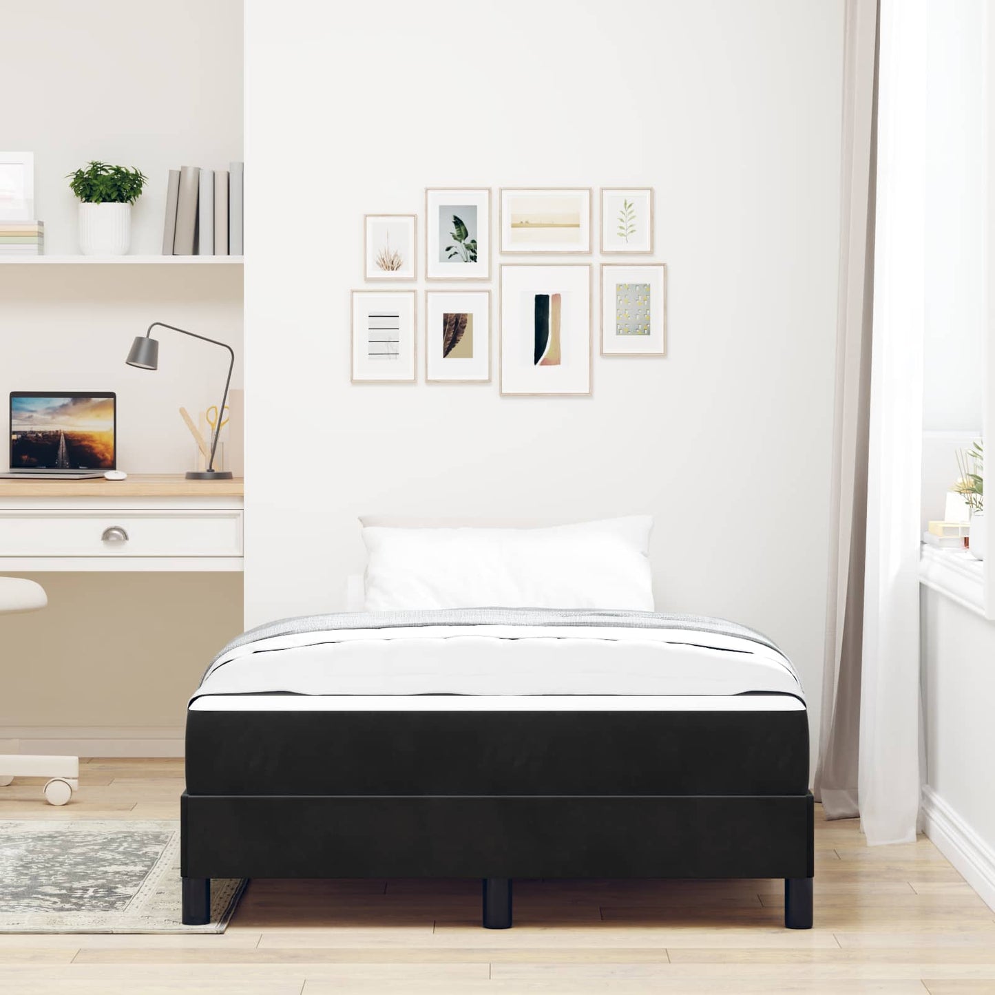 vidaXL Κρεβάτι box spring με στρώμα Μαύρο 120 x 190 cm Βελούδο
