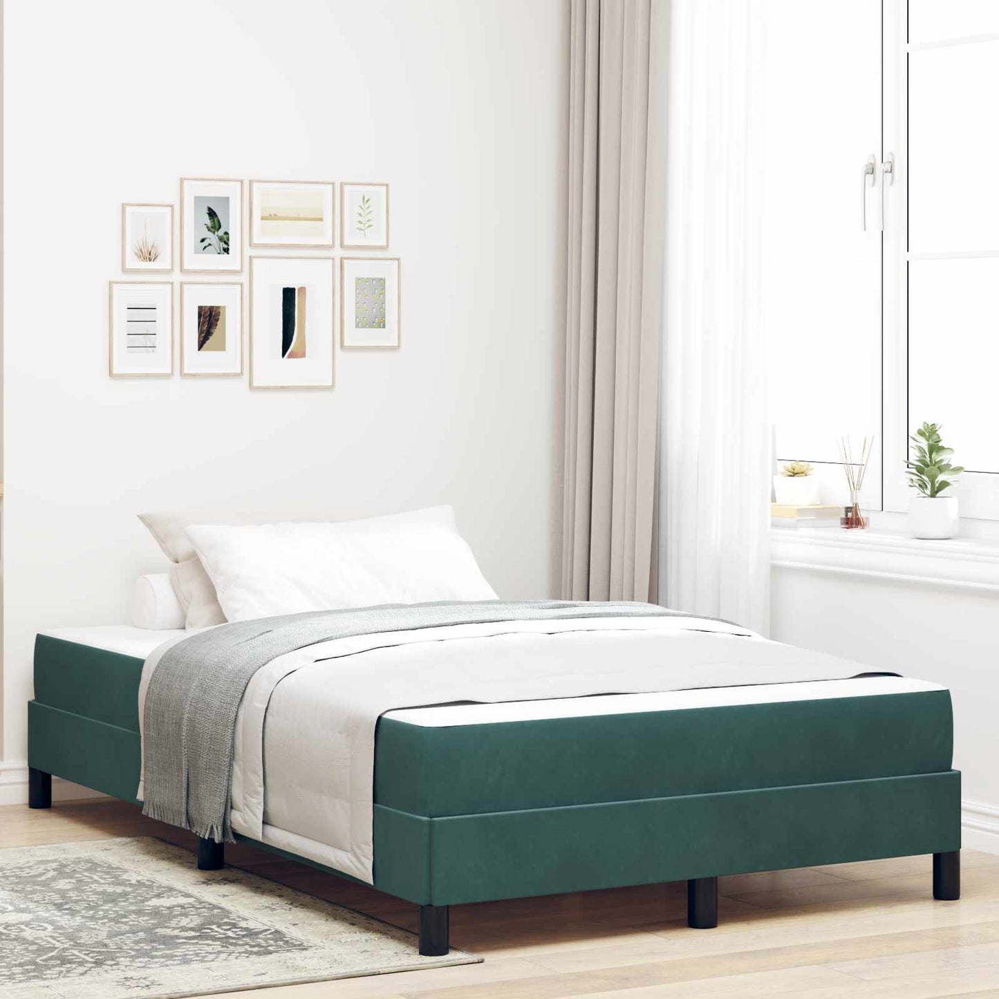 vidaXL Κρεβάτι με ελατήρια Σκούρο Πράσινο 120 x 190 cm ύφασμα